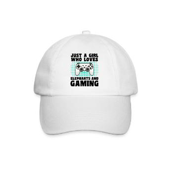 Gamer & Elephants Video Games & Majestic Power - Baseball Cap - white/white - Front