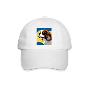 Chien cavalier king charles stylisé pop art - Casquette classique - blanc/blanc - Devant