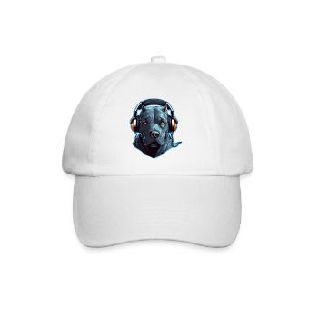 Cooler Pitbull mit Kopfhörern - Baseballkappe - Weiß/Weiß - Vorne