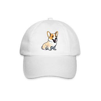 Corgi - Pet Dog Sticker - Baseballkappe - Weiß/Weiß - Vorne