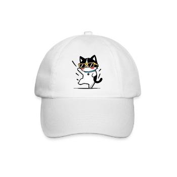Chat cool aux lunettes jaunes - Casquette classique - blanc/blanc - Devant