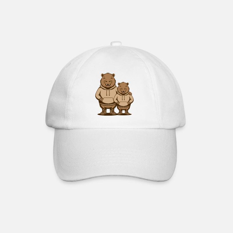 Capybara Paar Wasserschwein - Zwei coole Capybaras - Baseballkappe - Weiß/Weiß