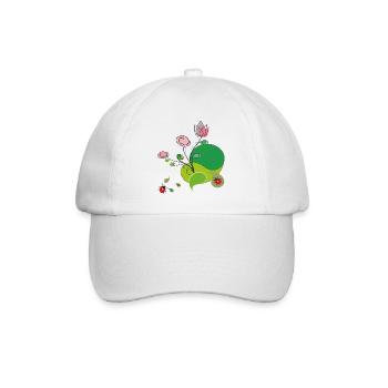 Blume mit Marienkäfer - Baseballkappe - Weiß/Weiß - Vorne