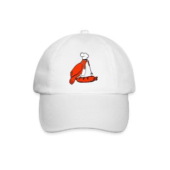 Bird grilling sausage grilling delicious eating sausages - Baseball Cap - white/white - Front