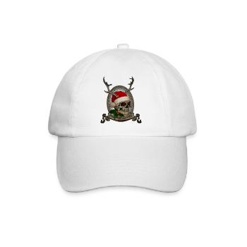 Crâne de joyeux Noël avec des bois - Casquette classique - blanc/blanc - Devant