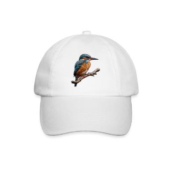 Lebendiger Eisvogel Natur Illustration - Baseballkappe - Weiß/Weiß - Vorne