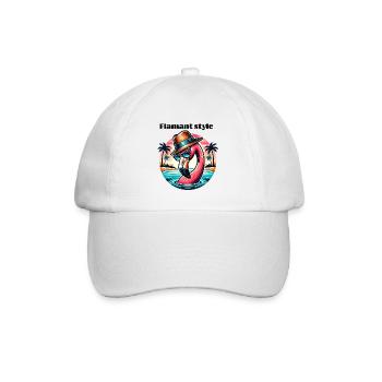 T-shirt Flamant Rose Rétro Cool Tropical Synthwave - Casquette classique - blanc/blanc - Devant