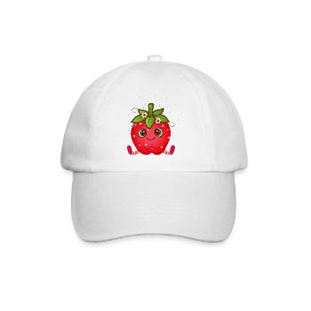 Jolie figurine de fraise avec des yeux écarquillés - Casquette classique - blanc/blanc - Devant