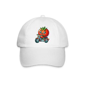 Drôle de tomate chevauchant sur la moto - Casquette classique - blanc/blanc - Devant