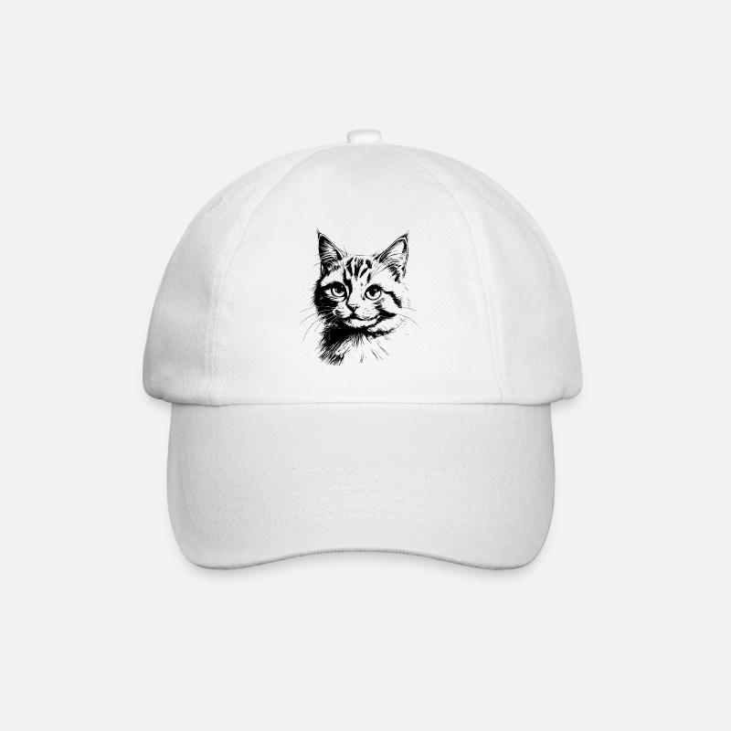 Katzenportrait - Baseballkappe - Weiß/Weiß