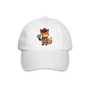 Pixel Detective Fuchs Design - Baseballkappe - Weiß/Weiß - Vorne