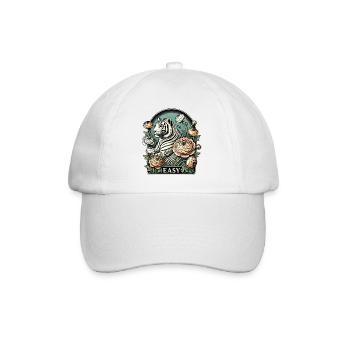 Elegant White Tiger with Floral Accents - Baseball Cap - white/white - Front