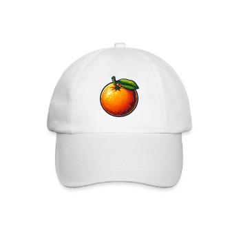 Mandarine mit Blatt - Baseballkappe - Weiß/Weiß - Vorne