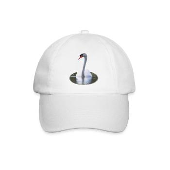 Elegant swan on calm water - Baseball Cap - white/white - Front