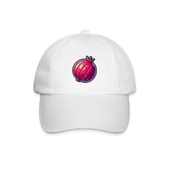 Vibrant Hyper-Realistic Pomegranate Illustration - Baseball Cap - white/white - Front