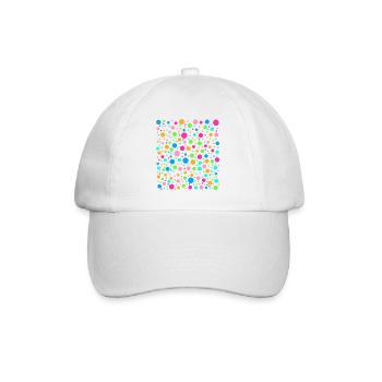Fleckiges Regenbogen-Punkte-T-Shirt - Baseballkappe - Weiß/Weiß - Vorne