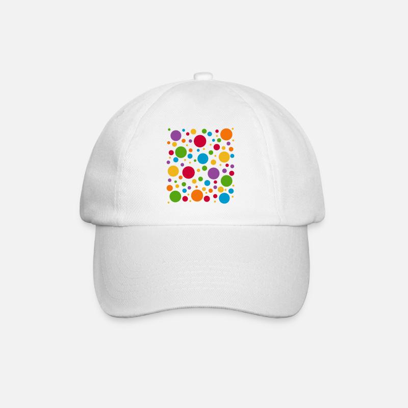 Spotty Color Dots Tee - Baseball Cap - white/white