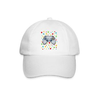 Spotty Gaming T-Shirt – Dotted Colourful Gamepad T - Baseball Cap - white/white - Front