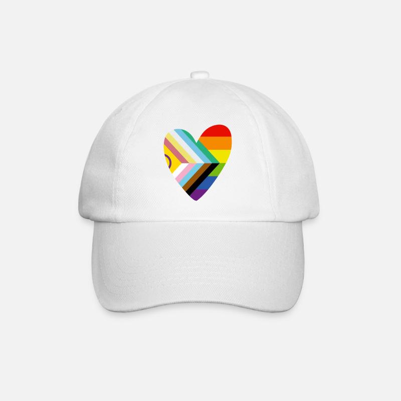 🌈 Herz – Progress Pride & Disability Flag - Baseballkappe - Weiß/Weiß
