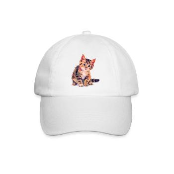 Colorful Geometric Cat Illustration Modern - Baseball Cap - white/white - Front