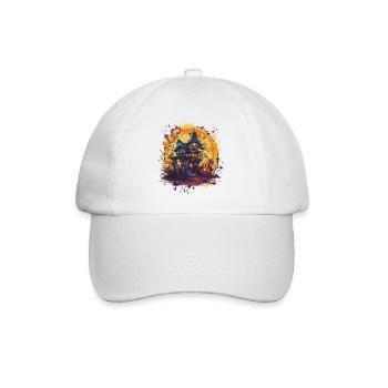 Haunted house in the Halloween moon - Baseball Cap - white/white - Front