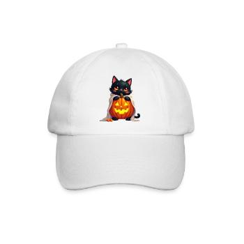 Chat d’Halloween avec citrouille d’Halloween - Casquette classique - blanc/blanc - Devant