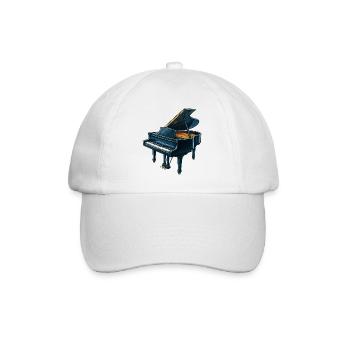 Blue concert grand piano - Baseball Cap - white/white - Front