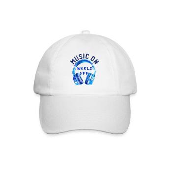 Headphones "Music on - World off" Music - Baseball Cap - white/white - Front
