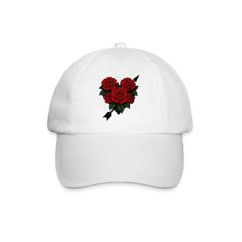 Roses heart love - Baseball Cap - white/white - Front