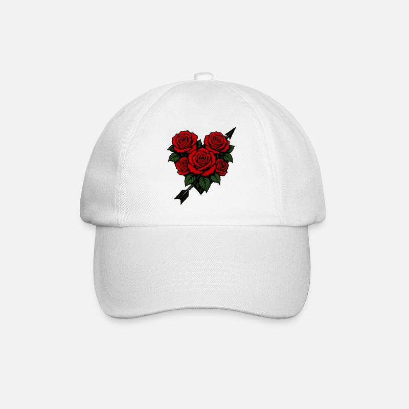 Rosenherz Liebe - Baseballkappe - Weiß/Weiß