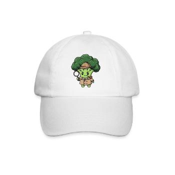 Cute Broccoli Detective Spy Cartoon Vegetarian - Baseball Cap - white/white - Front