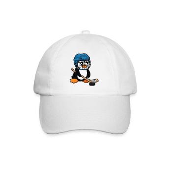 Lustiger Pinguin Hockey Spieler Comic Eishockey - Baseballkappe - Weiß/Weiß - Vorne
