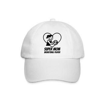 Super Mama Basketballerin – Herz Design - Baseballkappe - Weiß/Weiß - Vorne
