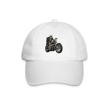 Skeleton Biker on Chopper Motorcycle Retro - Baseball Cap - white/white - Front