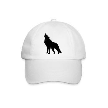 Wolf Silhouette - Baseballkappe - Weiß/Weiß - Vorne