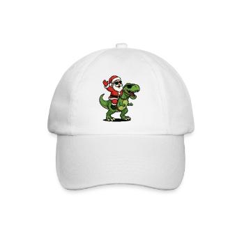 Christmas T Rex with Santa Swag - Baseball Cap - white/white - Front