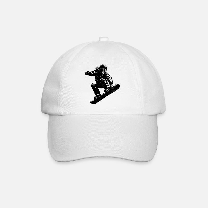 Snowboard Motiv das sofort wirkt - Baseballkappe - Weiß/Weiß