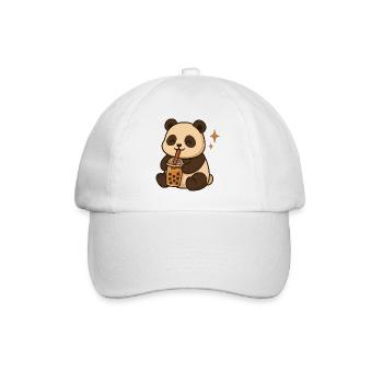 Panda mit Bubble Tea kawaii Panda - Baseballkappe - Weiß/Weiß - Vorne