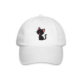 Minimal Laughing Black Kitten - Baseball Cap - white/white - Front