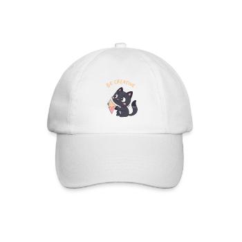 Kawaii-Katze und kreativer Drachen - Baseballkappe - Weiß/Weiß - Vorne