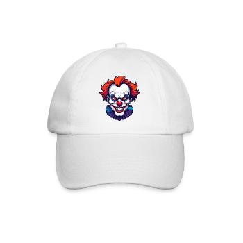 Gruselclown Horror Clown Kopf Porträt Motiv - Baseballkappe - Weiß/Weiß - Vorne