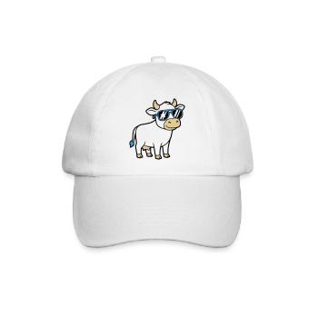 Cool Cow Sunglasses Casual Vector - Baseball Cap - white/white - Front