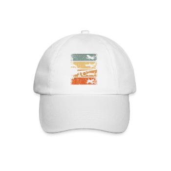 Flugzeug Pilot Retro Luftfahrt Flugverkehr Flieger - Baseballkappe - Weiß/Weiß - Vorne