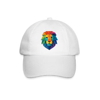 Farbenfroher Wild Poly Low Lion – Art Pop Farben - Baseballkappe - Weiß/Weiß - Vorne