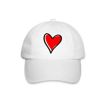Red Heart Minimal Icon - Baseball Cap - white/white - Front