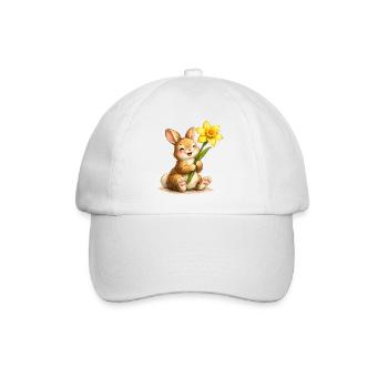 Bunny with yellow spring flower - Baseball Cap - white/white - Front