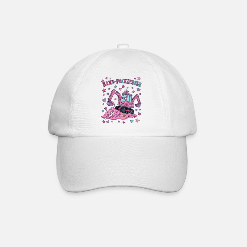 Sand-Prinzessin: Rosa Bagger - Baseballkappe - Weiß/Weiß