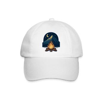 Bergfeuer unter Mond und Sternen - Baseballkappe - Weiß/Weiß - Vorne