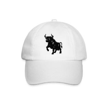 Silhouette du taureau noir avec brillance - Casquette classique - blanc/blanc - Devant