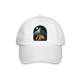 Moonlit night at the mountain tent - Baseball Cap - white/white - Front